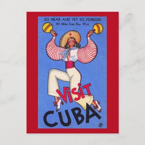 Visit Cuba Color Travel Vintage Postcard