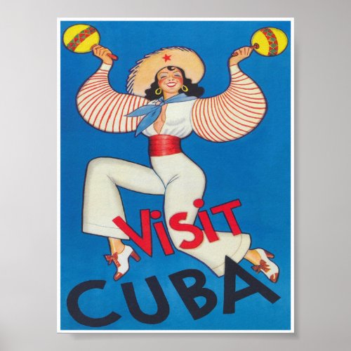 Visit Cuba Retro Vintage Travel Poster