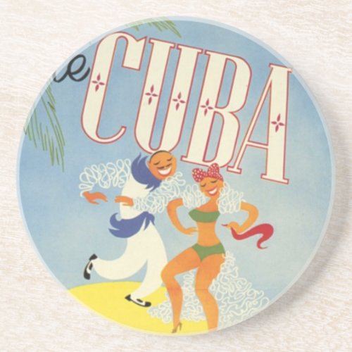 Visit Cuba Tiki Fiesta Siesta Vintage Holiday Isle Coaster