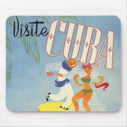 Visit Cuba Tiki Fiesta Siesta Vintage Holiday Isle Mouse Pad