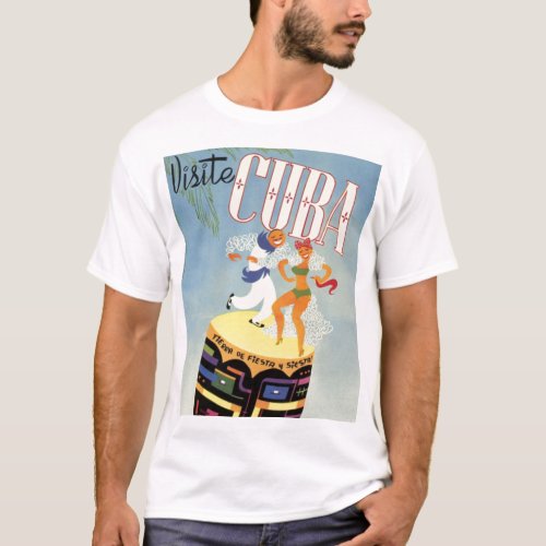 Visit Cuba Tiki Fiesta Siesta Vintage Holiday Isle T_Shirt