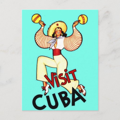 Visit Cuba Vintage Cuban American Travel Postcard