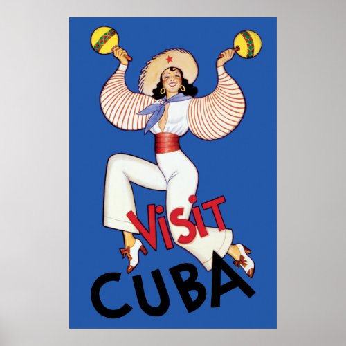 Visit Cuba Vintage Cuban Travel Poster Cuba 2