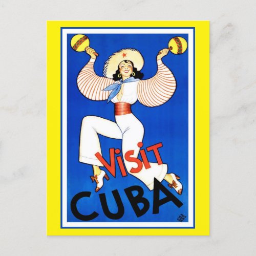 Visit Cuba Vintage Postcard