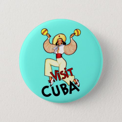 Visit Cuba Vintage Travel Button
