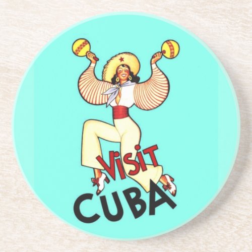 Visit Cuba Vintage Travel Coaster