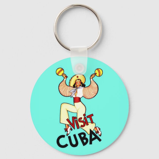 Visit Cuba Vintage Travel Keychain (Front)