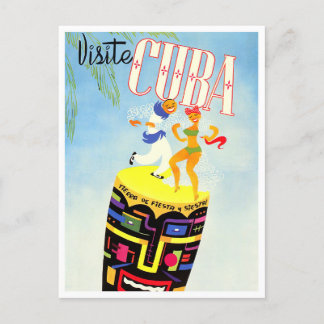 Visit Cuba vintage travel postcard