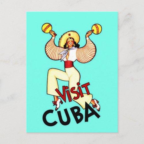 Visit Cuba Vintage Travel Postcard