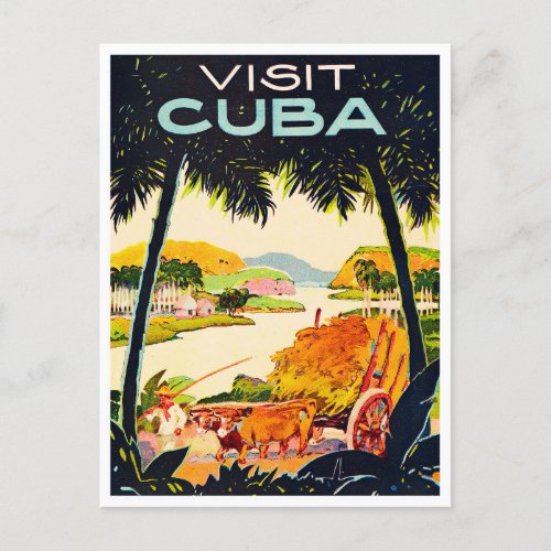 Visit Cuba vintage travel postcard