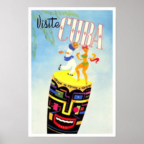 Visit Cuba vintage travel poster