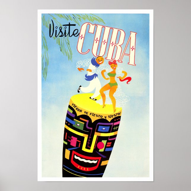 Visit Cuba vintage travel poster (Front)