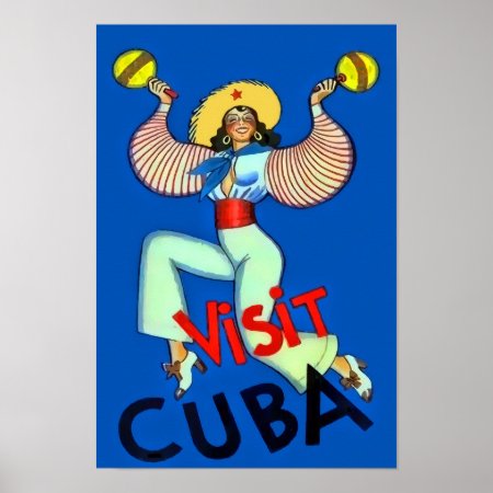 Visit Cuba Vintage Travel Poster