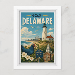 Visit Delaware Travel Vintage Postcard