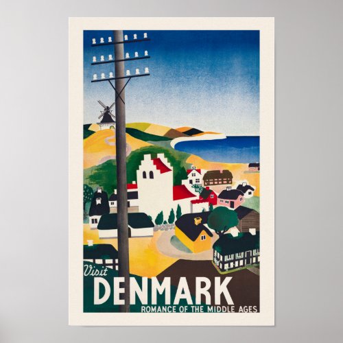 Visit Denmark Vintage Travel Poster 1936