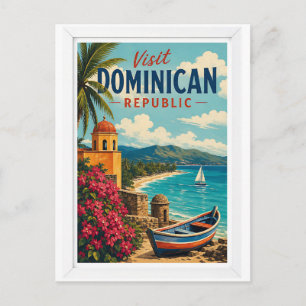 Visit Dominican Republic Travel Vintage Postcard