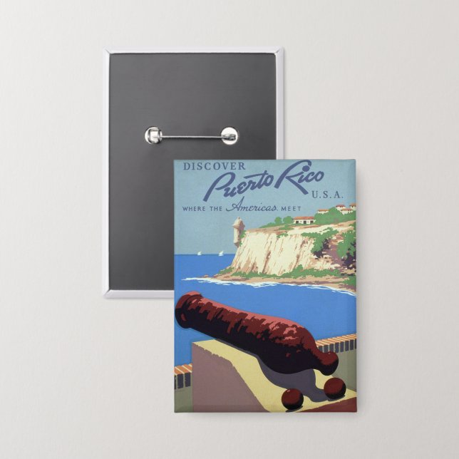 Visit El Morro Fortress, Puerto Rico, Old San Juan Button (Front/Back)