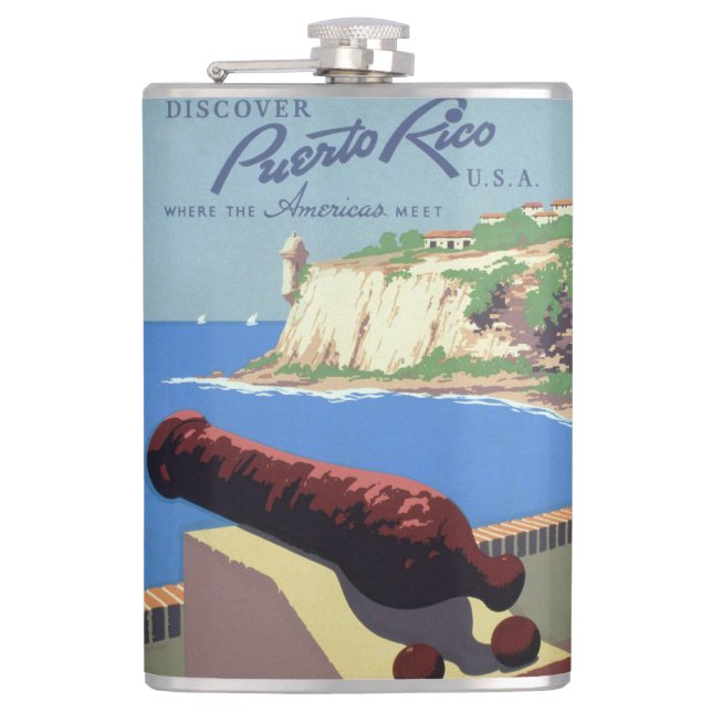 Visit El Morro Fortress, Puerto Rico, Old San Juan Flask (Front)