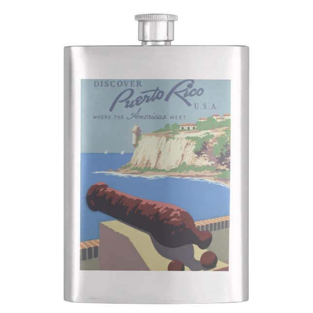 Visit El Morro Fortress, Puerto Rico, Old San Juan Flask (Front)