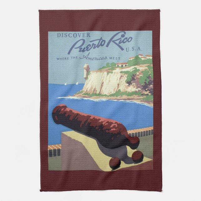 Visit El Morro Fortress, Puerto Rico, Old San Juan Kitchen Towel (Vertical)