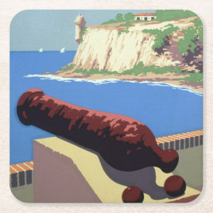 Visit El Morro Fortress, Puerto Rico, Old San Juan Square Paper Coaster