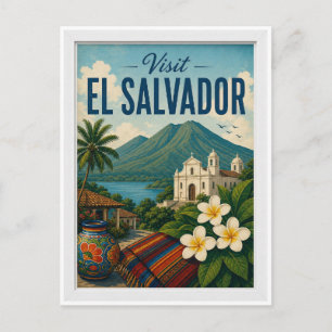 Visit El Salvador Travel Vintage Postcard