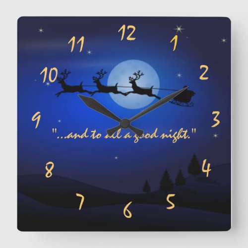 visit from st nicholas Night Before Christms Square Wall Clock