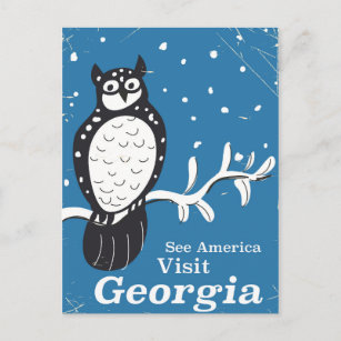 Visit Georgia USA Vintage owl poster Postcard