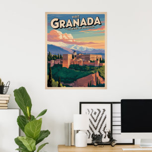 Visit Granada Vintage Travel Art Poster
