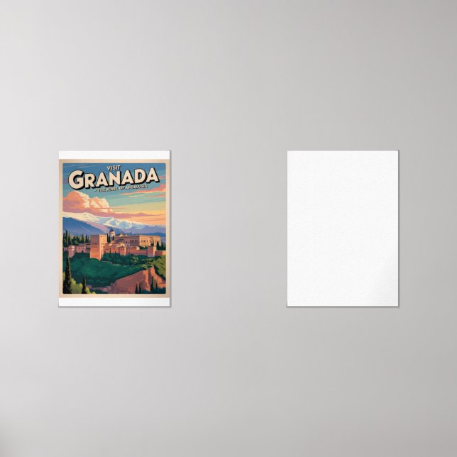 Visit Granada Vintage Travel Art Wall Art Sets (Front)