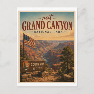 Visit Grand Canyon National Park Travel Vintage Postcard
