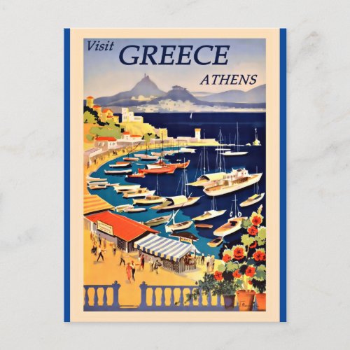 Visit Greece vintage travel poster postcard