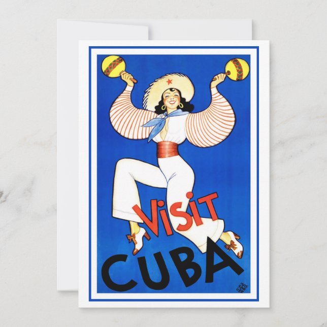 Visit Havana, Cuba, Vintage Travel Poster Maracas (Front)