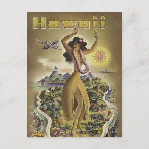 Visit Hawaii _ Vintage travel Postcard