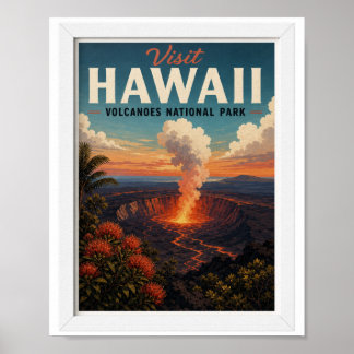 Visit Hawaii Volcanoes National Park Travel  Poster
