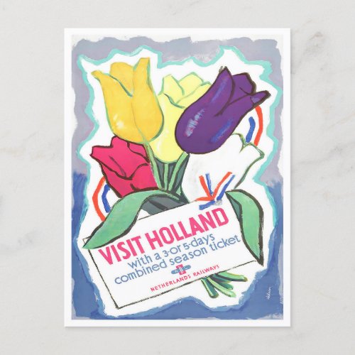 Visit Holland vintage travel Postcard