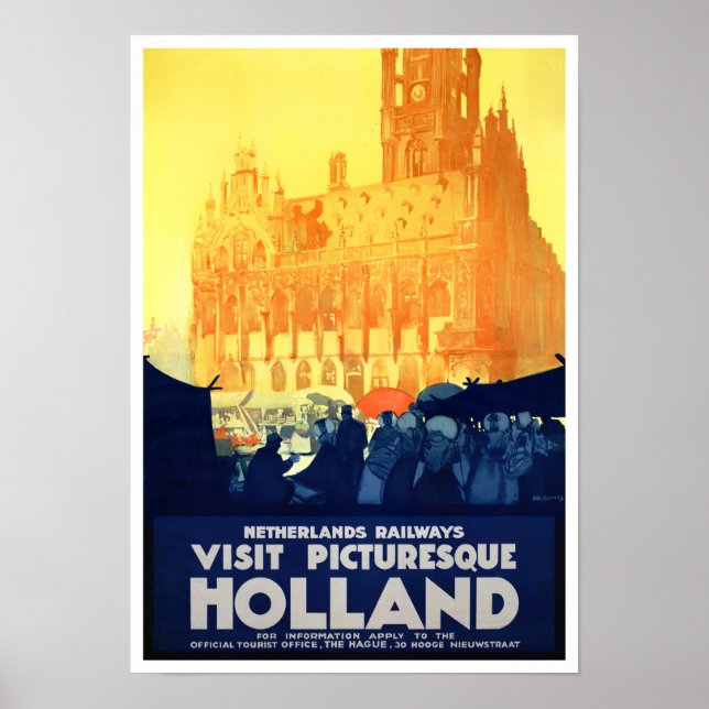 Visit Holland vintage travel Poster (Front)