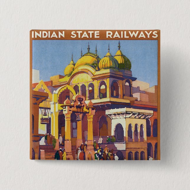 Visit India ~ Muttra Pinback Button (Front)