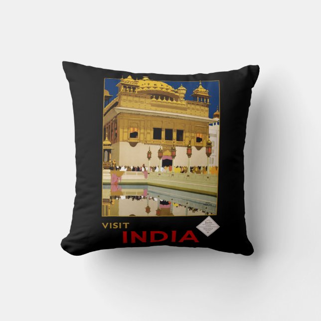 Visit India Throw Pillow (Front)