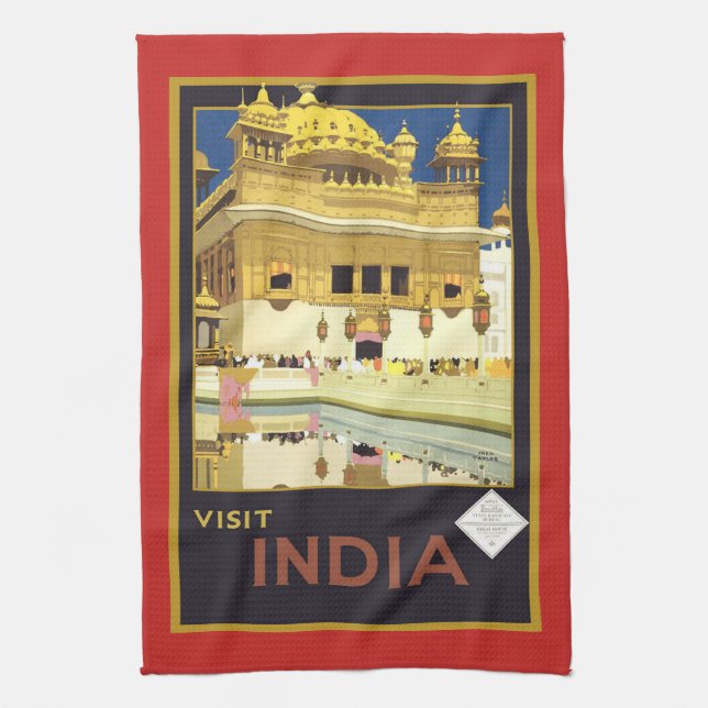 Visit India Vintage Poster  Kitchen Towel (Vertical)