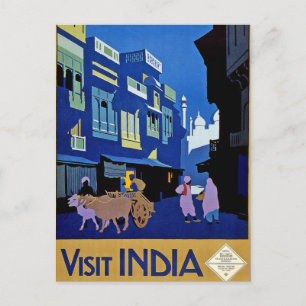 Visit India Vintage Travel Art Postcard