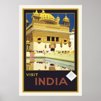 "visit India" Vintage Travel Poster by PrimeVintage at Zazzle