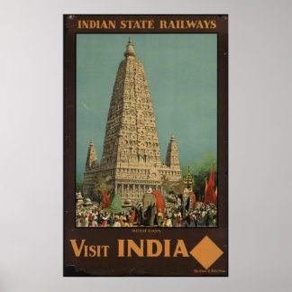 Visit India Vintage Travel Poster Ad Retro Prints
