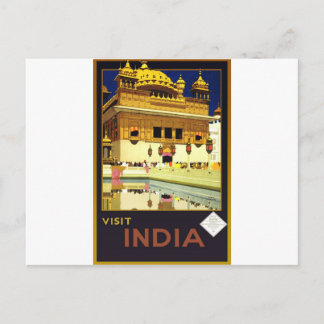 Visit India Vintage Travel Poster Art Postcard