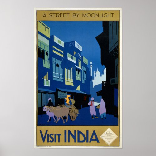 Visit India Vintage Travel Poster Restored