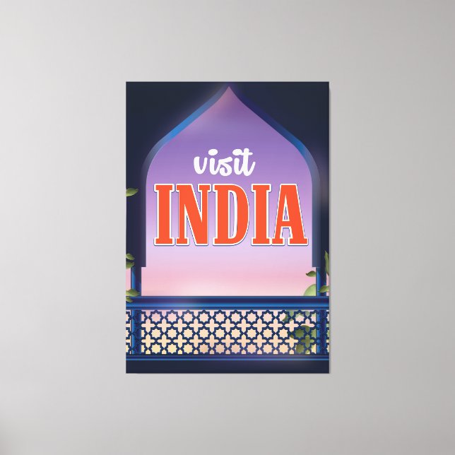 Visit India Vintage travel print. Canvas Print (Front)