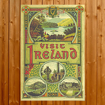 Visit Ireland Unique Vintage Travel Poster by whereabouts at Zazzle