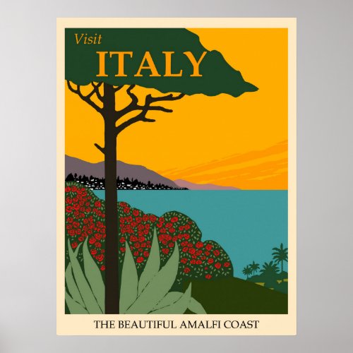 Visit Italy The Beautiful Amalfi Coast Travel Poster