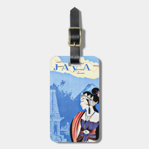 Visit Java Indonesia From Singapore Vintage Luggage Tag