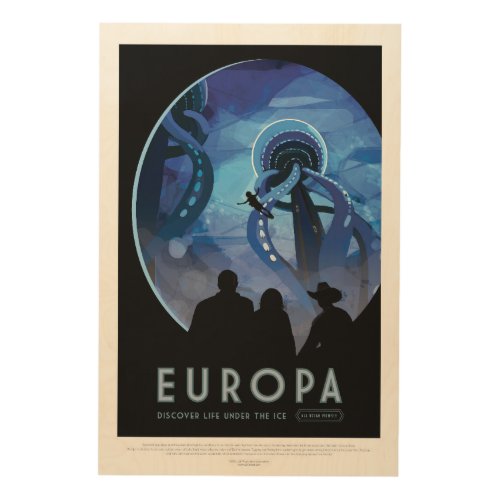 Visit Jupiter Moon Europa _ Space Tourism Advert Wood Wall Decor